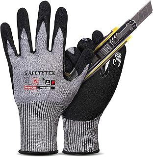 Safetytex Schnittschutzhandschuhe - Schnittfeste Handschuhe Level F - Maximale Sicherheit für Arbeiten mit scharfen Gegenständen - Touchscreen-fähig - Nitrilschaum (Gr.8, 3 Paar)