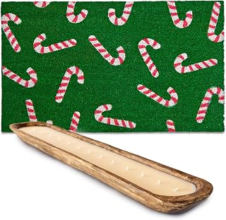 MAINEVENT Candy Cane Mat & Dough Bowl Candle 30 Inches