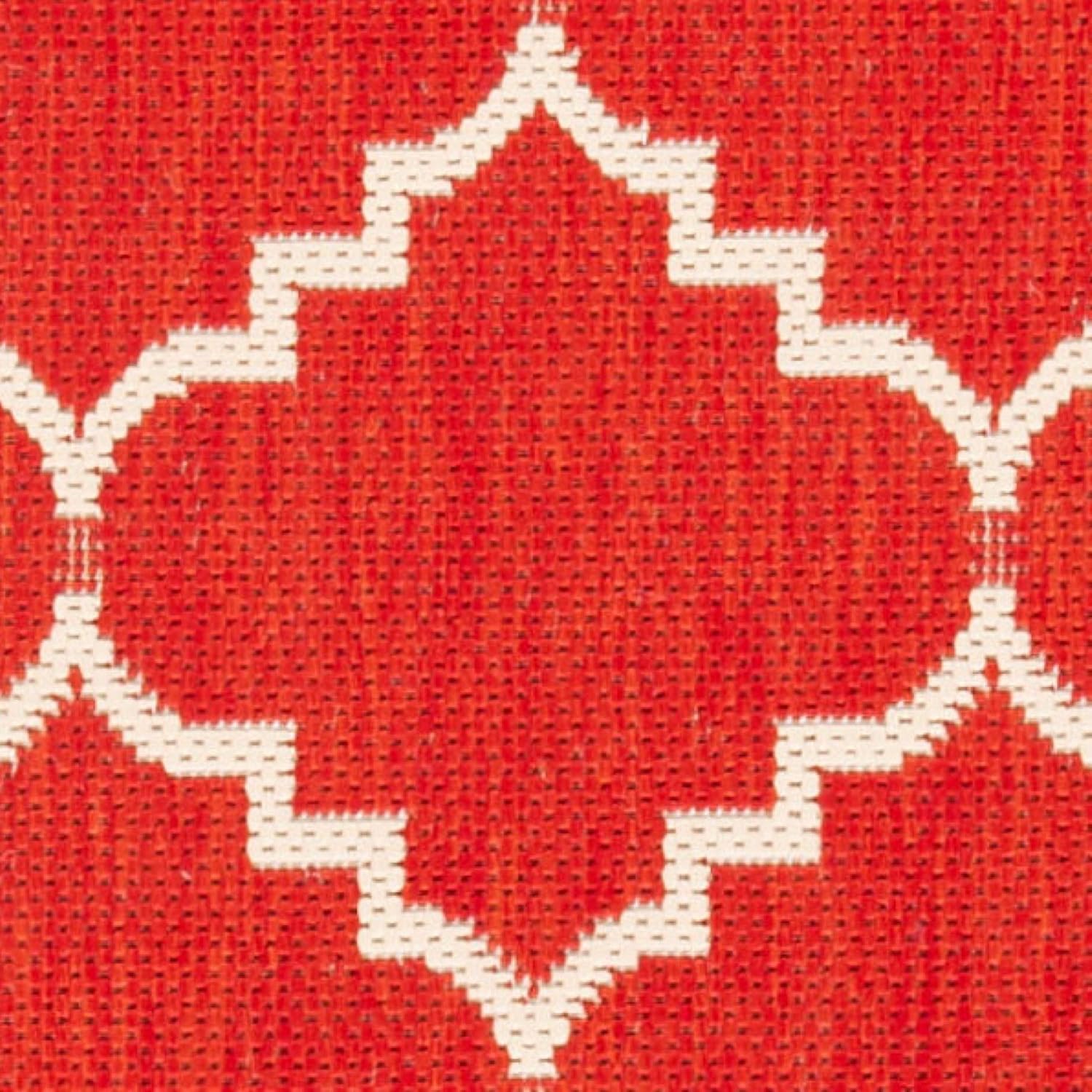 Courtyard 9' x 12' Red and Beige Synthetic Indoor/Outdoor Rug