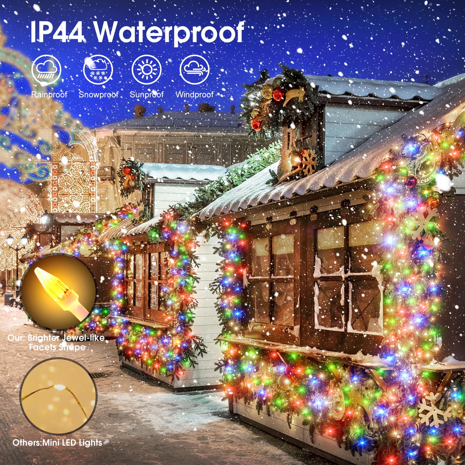 Catena luminosa Luci LED, 100 m, 800 LED Luci Natale Impermeabili con Telecomando, per esterni con spina, Lampada a Fili di Rame, Luci Decorative per Halloween, Compleanno, Matrimonio, Partito