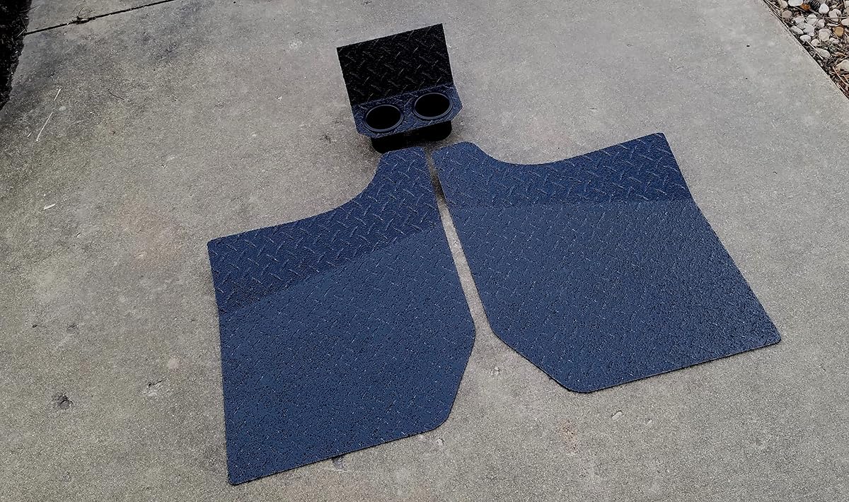 Fits Yamahaa Rhino Black Rubber Coated Diamond Plate Floor & Cup Holder