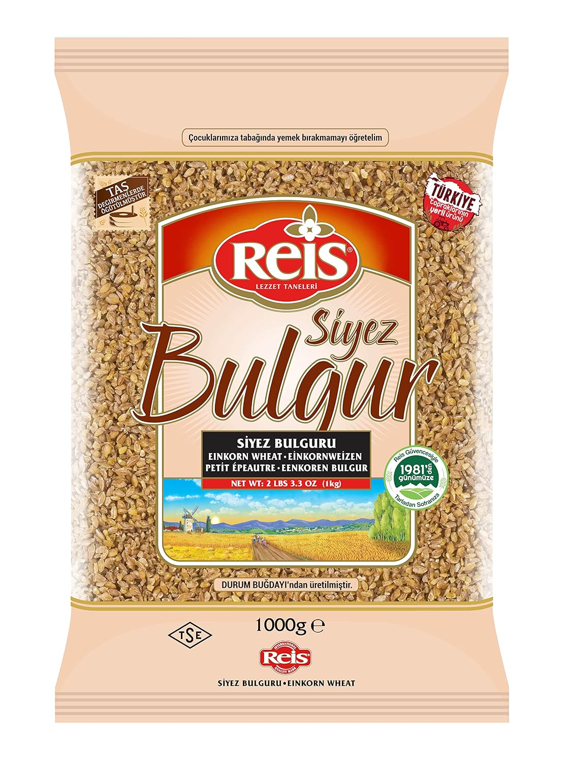 Reis Einkorn Bulgur Wheat, Cereal Bag for Salad, Meal & Soups, 2.2 lb