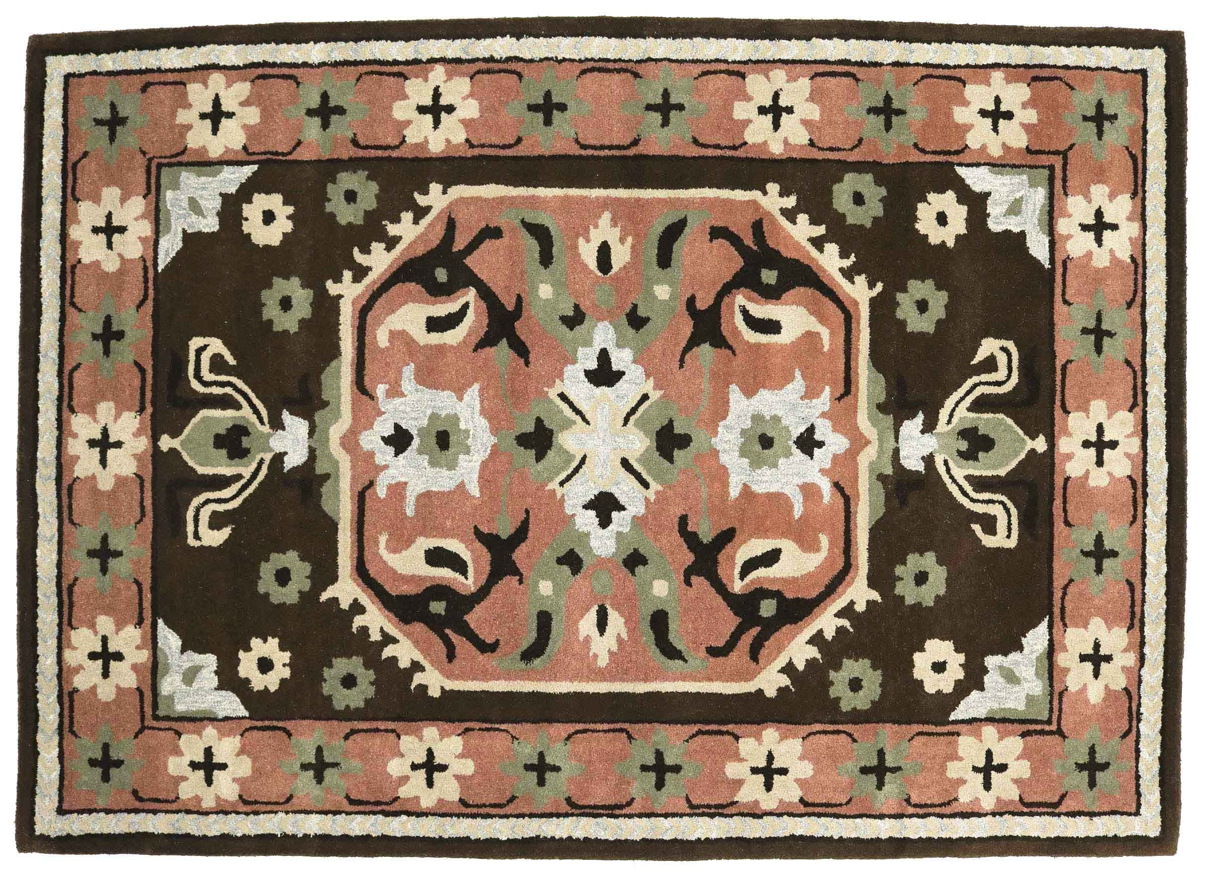 Tapis en laine rose fait main 160 x 230 cm idéal pour un salon moderne et cocooning