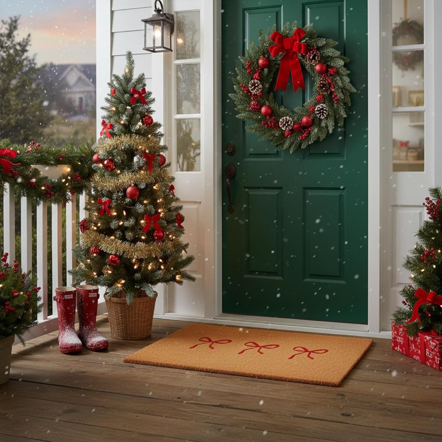 Calloway Mills Red Bow Trio Doormat (17" x 29")