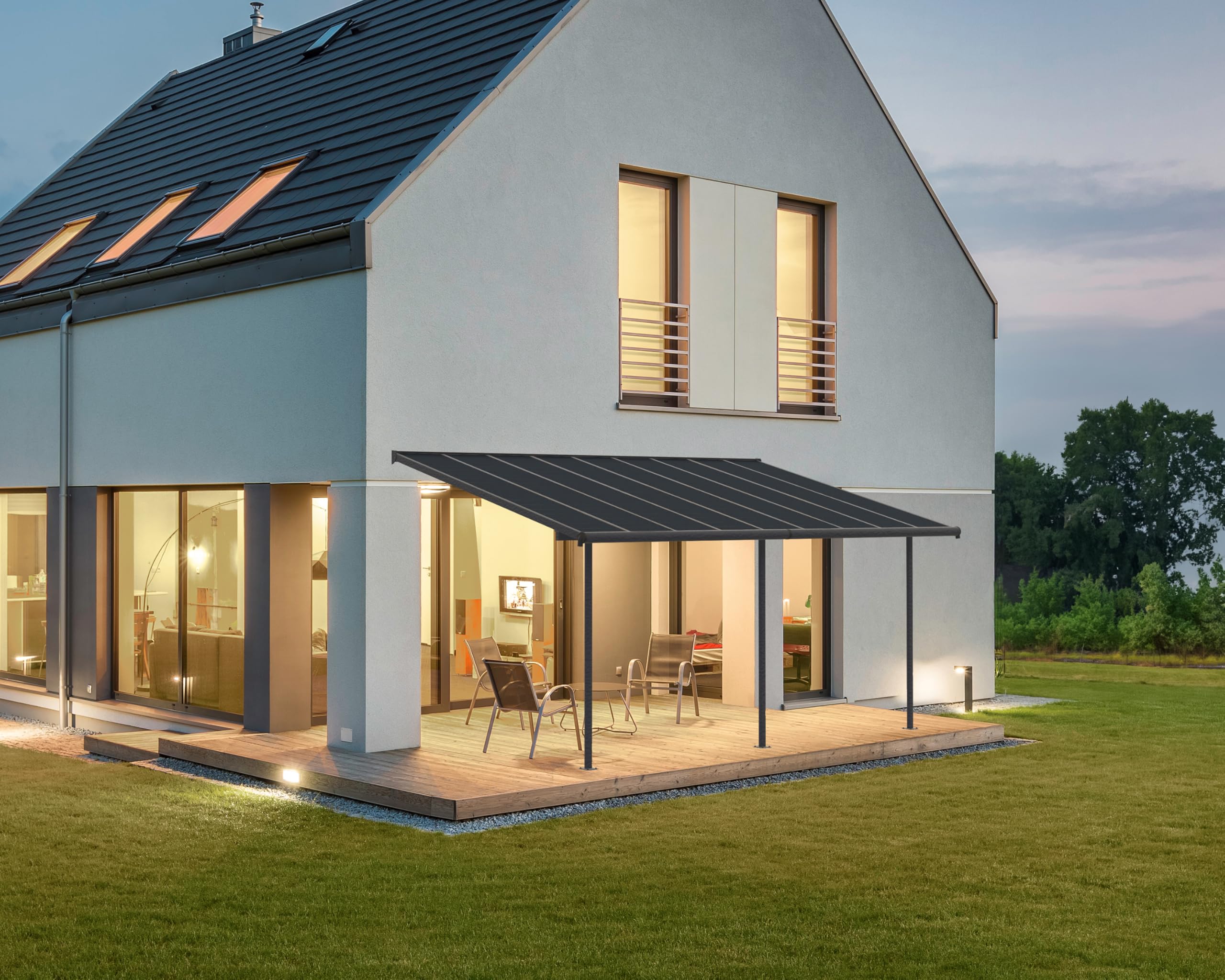 Palram Canopia - Pergola Capri in Alluminio E Policarbonato, Per Coprire Una Terrazza Tutto L'anno (3X5, Grigio)
