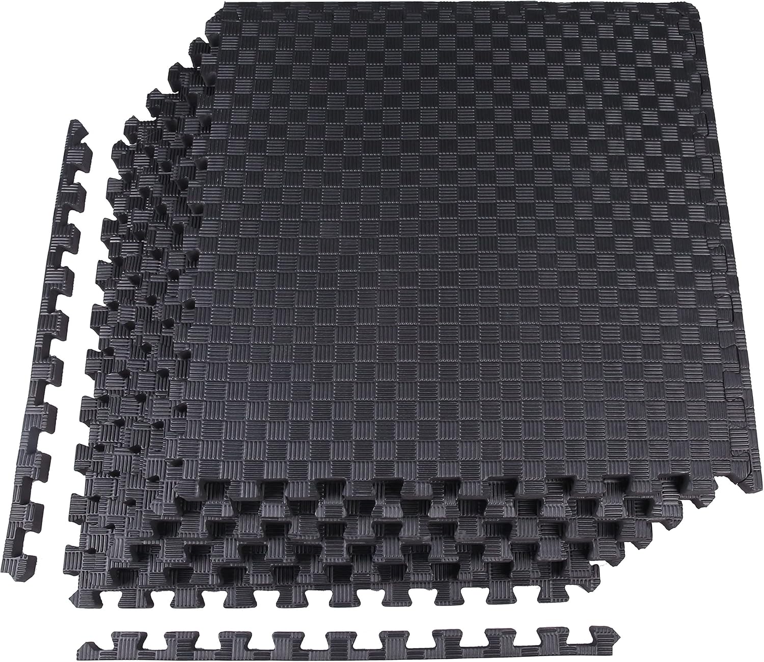 Puzzle Exercise Gym Flooring Mat, 1" Thick EVA Interlocking Foam Tiles Workout Mat for Home Gym, Fitness Equipment, MMA, Gymnastics, 6 Tiles Shock-Absorbing Exercise Mat, Black (24 Sq Ft) 1"Th, 6 Tiles (24 Sq Ft) Midnight
