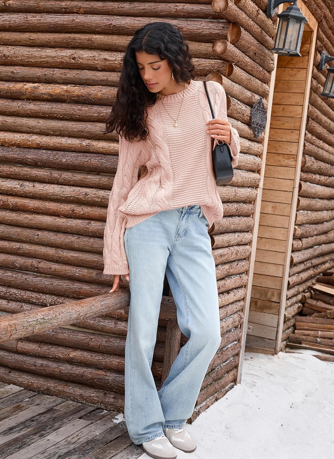 Balimtoy Women's Chunky Cable Knit Oversized Pullover Sweaters Casual Long Sleeve Crewneck Jumper Tops - Image 5