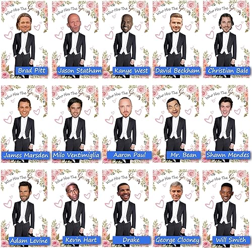 Miniatura 3 de ukebobo Juegos florales para despedida de soltera - Quién tiene el novio Tarjetas de celebridades para raspar boletos Juego de despedida de soltera