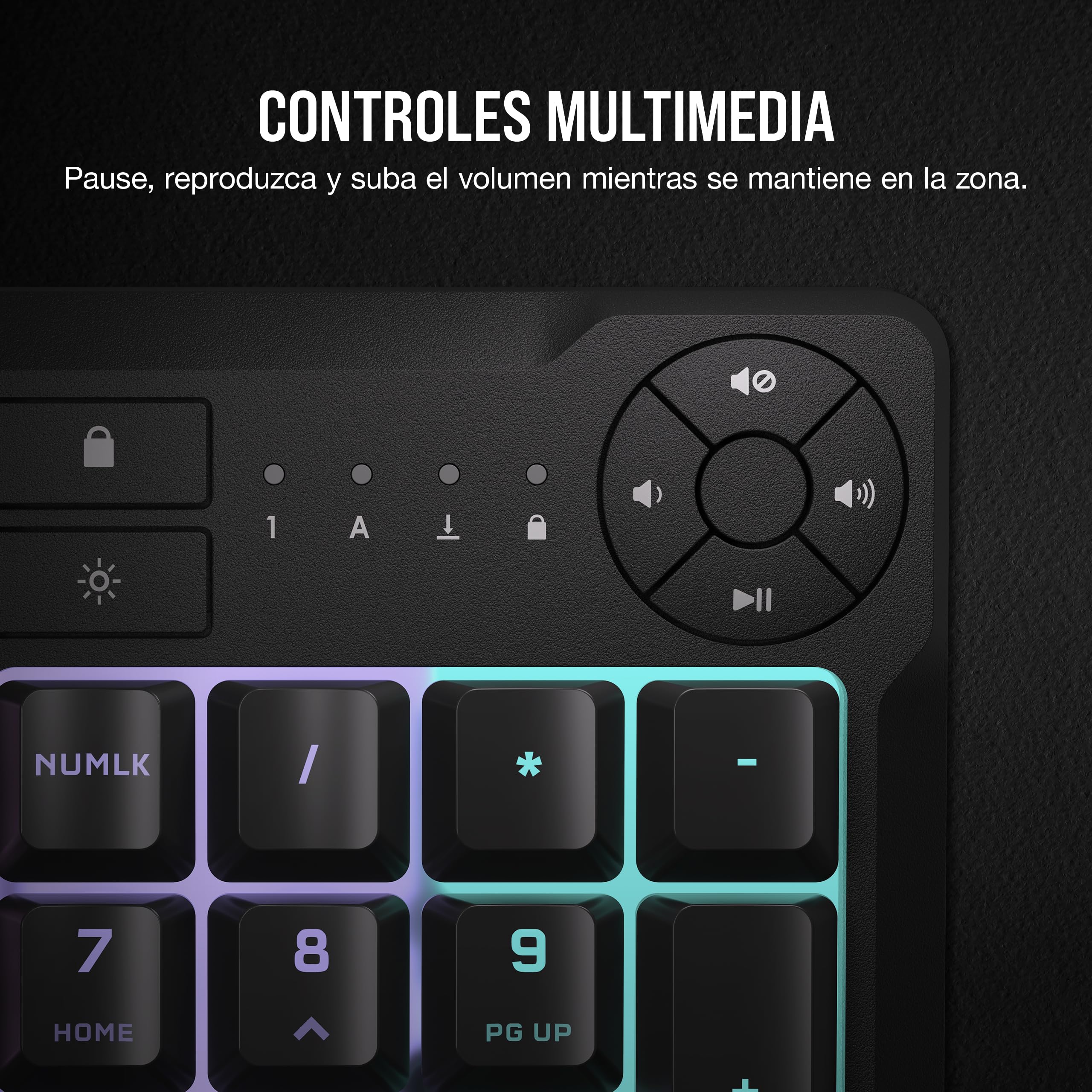 Corsair K55 Core RGB Teclado de Membrana con Cable para Juegos – QWERTY español – Interruptores Silenciosos y Sensibles – Resistente a Salpicaduras – RGB de Diez Zonas – PC, Mac –Negro
