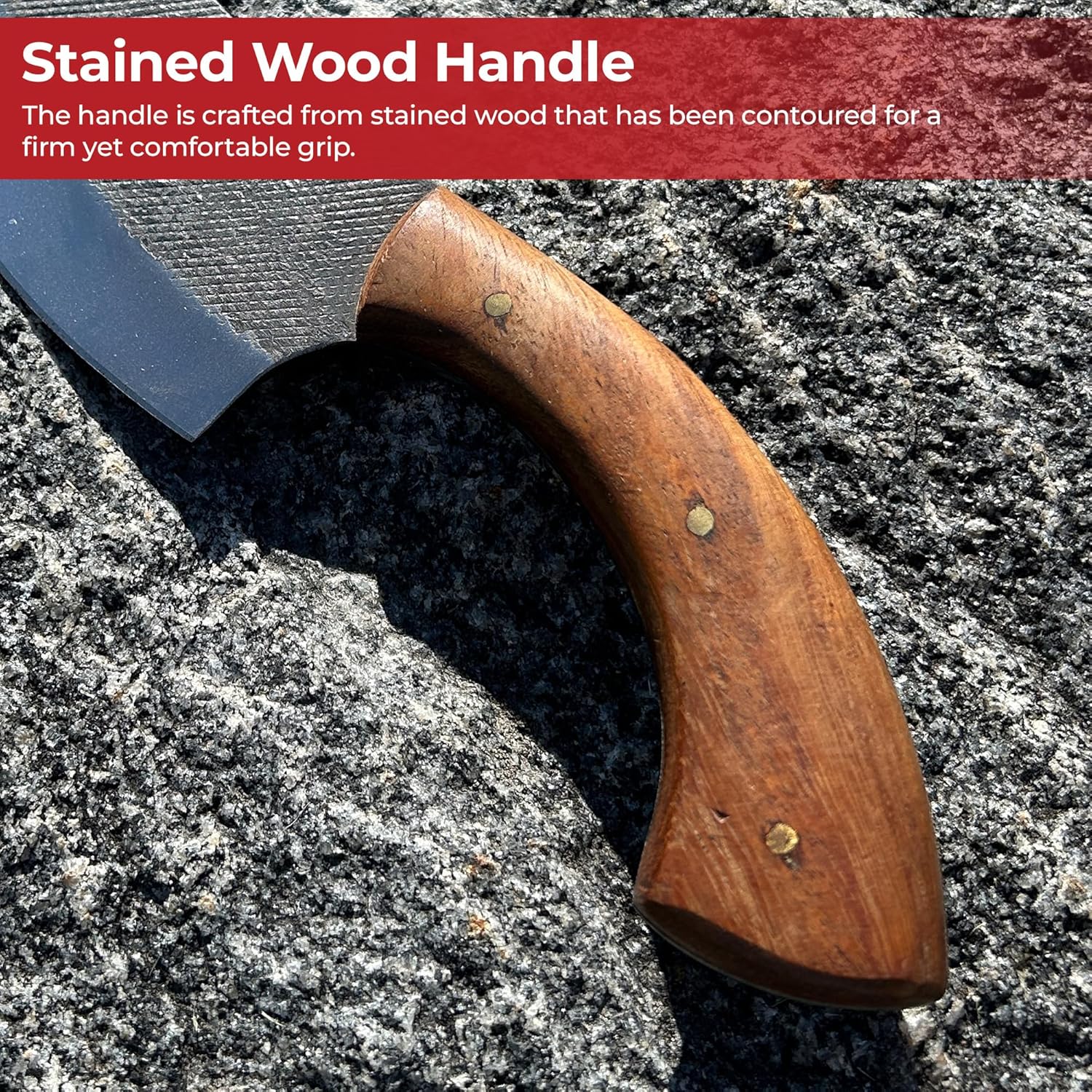 MedievalDepot Upswept Forged Full Tang Hunting Skinning Knife - Durable Wood Handle, Sharp Steel Blade, Camping & Outdoor