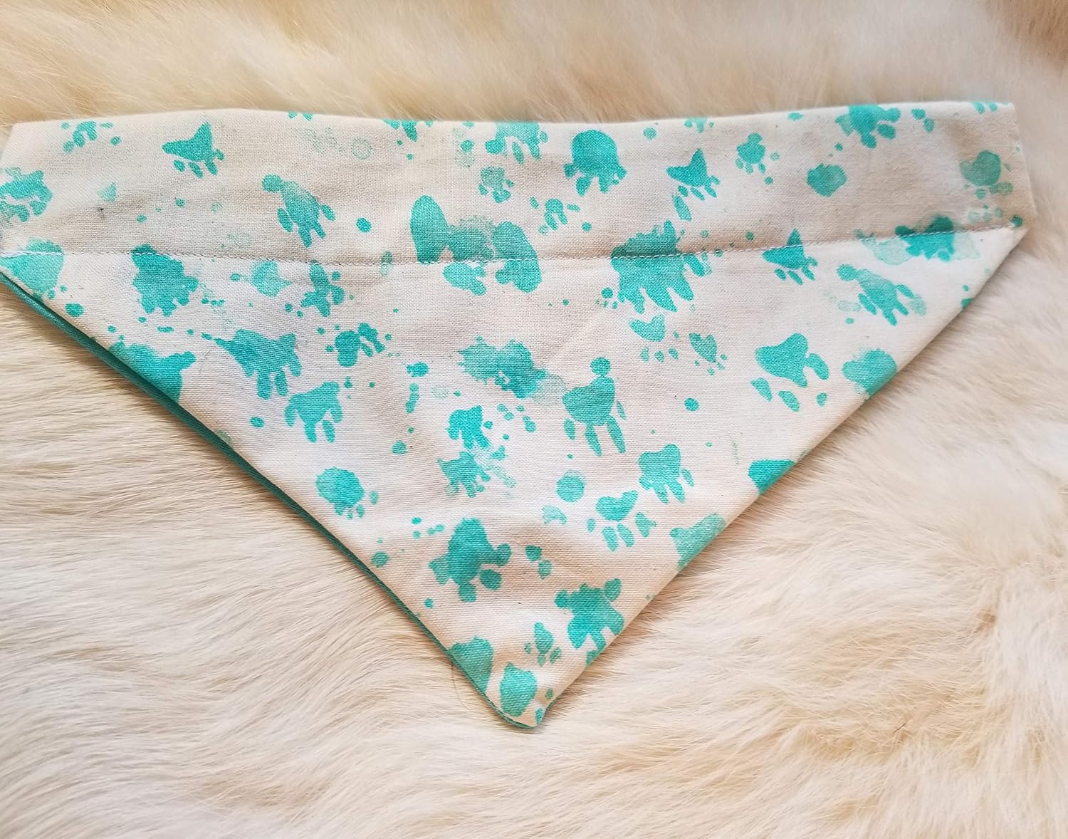 Turquoise Paw Manufacturer OFFicial shop Prints Over the Collar Bandana Slips That Dog Onto