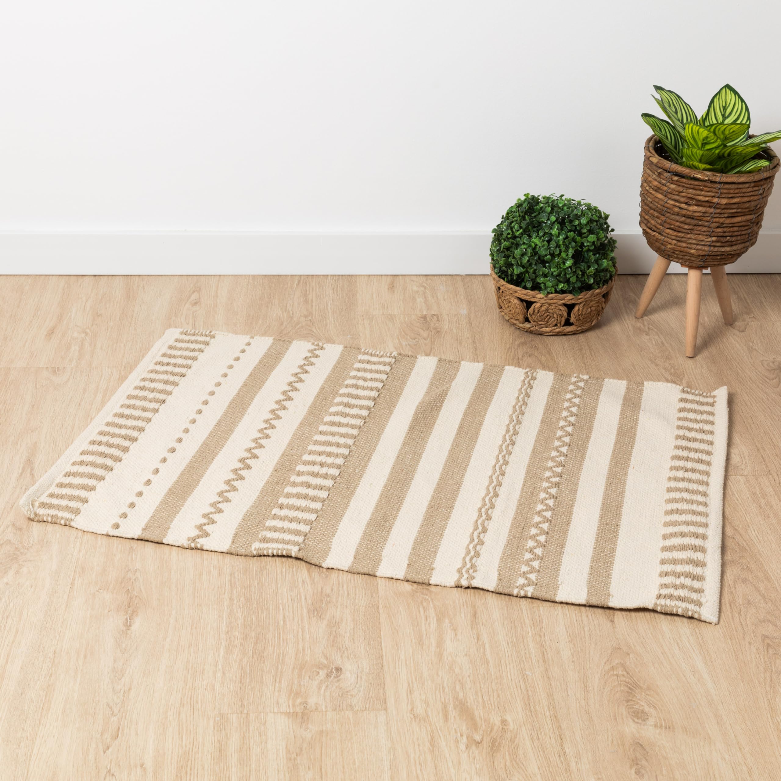 Alfombra Salon Exterior Interior Tapete Balcon Terraza Verano Dormitorio Cocina Algodón - Leito - Topo (60x90 cm)