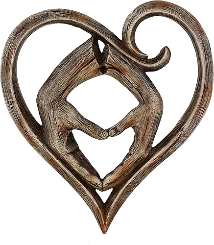 Manos de corazón decoración de pared arte decorativo escultura de amor - grano de madera sintética