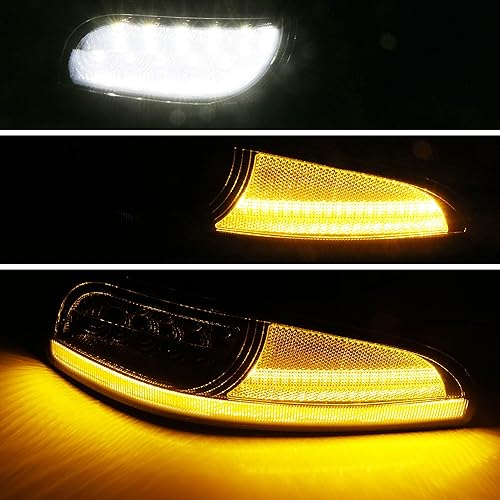 Miniatura 7 de iJDMTOY Lente ahumada LED DRLláser secuencial frontal luz intermitente compatible con Chevrolet Corvette C5 1997-2004, xenón blanco LED