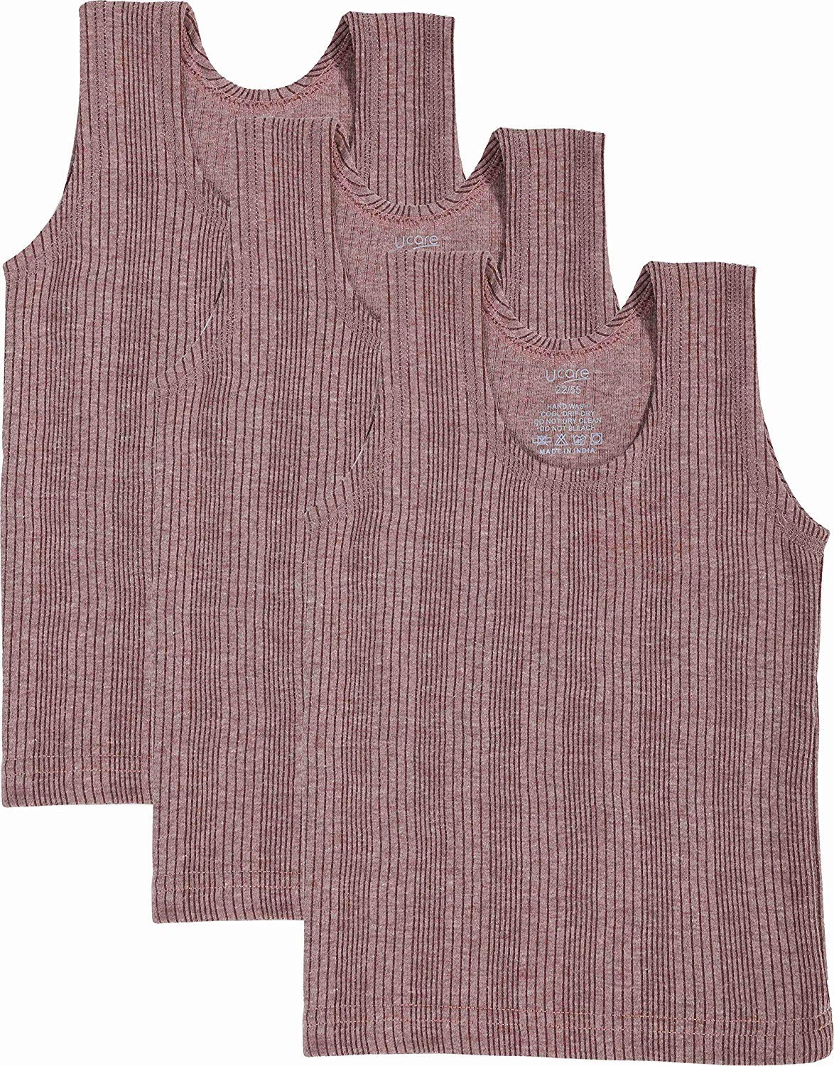 UCARE Cut Sleeve/Sleeveless Thermal Top for Kids Boys and Girls Kids Inner Wear Baniyan Unisex Printed Cotton Baby (Unisex) Winter wear Set (KV-305-Packof3) (Coffee, 10-11 Years)