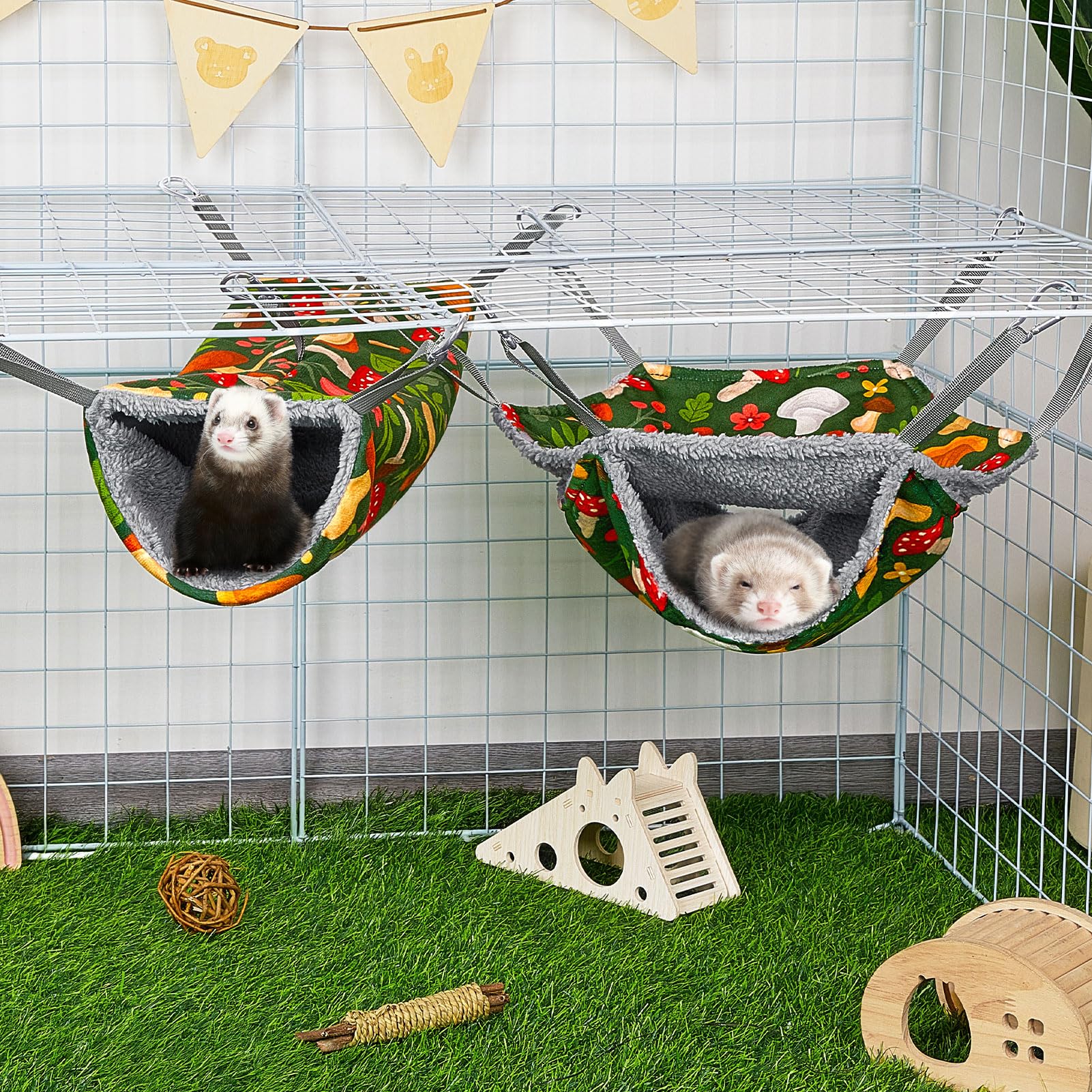 Lot de 2 hamsters lavables pour furet, rat, cochon d'Inde, cachette avec jouets tunnel doux, accessoires pour petits animaux pour furets, rats, hamsters, hérissons et planeurs en sucre