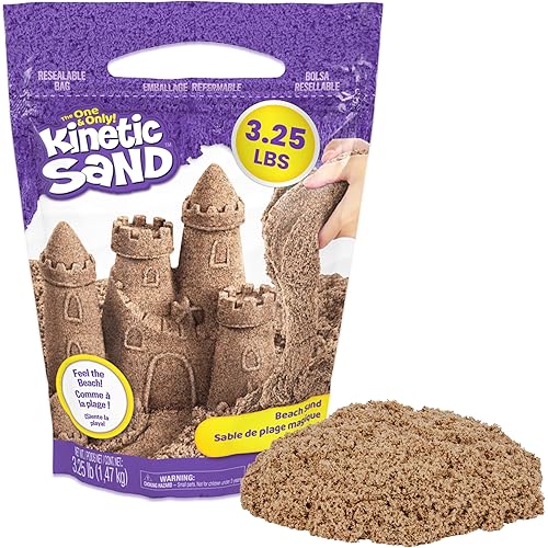 Kinetic Sand, 3.25lbs Beach Play Sand, Amazon Exclusive, Resealable Bag (Packaging May Vary), Sensory Toys, Holiday Gifts & Stocking Stuffers for Kids Ages 3 and up