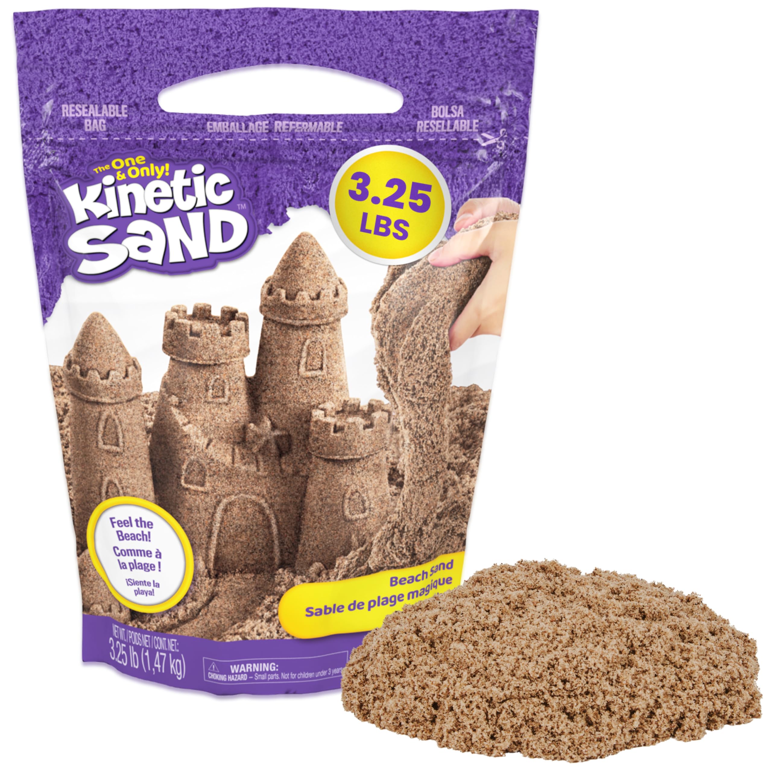 Kinetic Sand, 1.47kg Beach Sand for Squishing, Mixing and Moulding (Amazon Exclusive), for Kids Aged 3 and Up. Only Available On Amazon