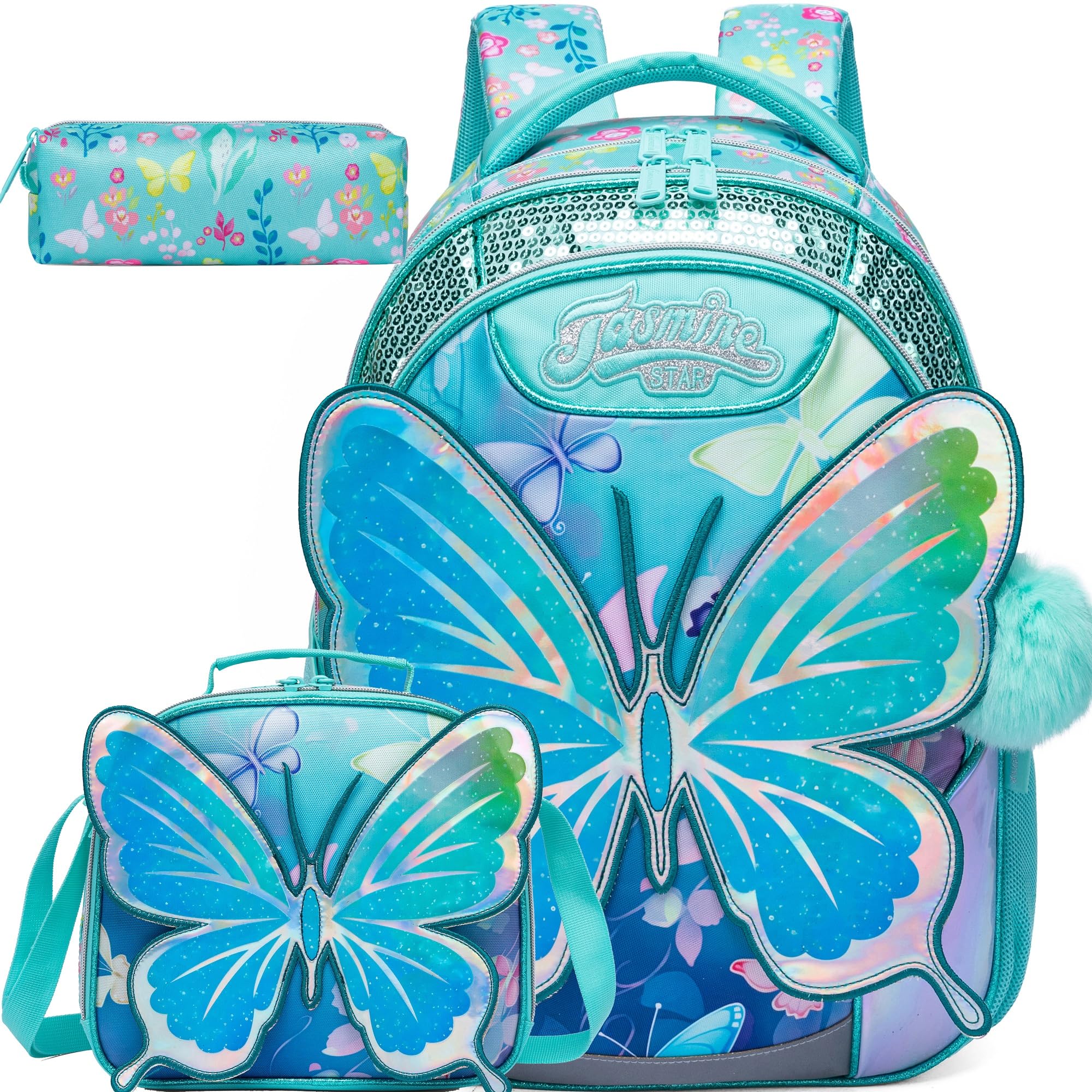 Meetbelify Backpacks for Girls School Bag Cute Girls Backpacks Ages 8-10 with Lunch Box Kids Bookbag Set Travel Backpack for Elementary Students