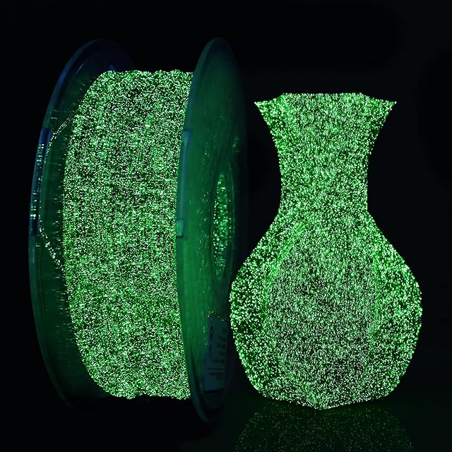 AMOLEN 3D Printer Filament, Glow in The Dark Starry Sky PLA Filament 1.75mm 1KG, Shiny Glow Green Filament, 3D Printing PLA Materials