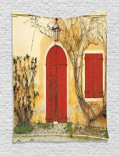 Miniatura 90 de Ambesonne Tapiz de fantasía, paisaje de fantasía con reloj, rayos de cielo de ensueño desde el techo, arte ficticio, colgante de pared ancho para