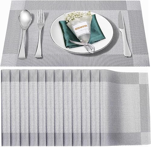 Miniatura 31 de Juego de 6 manteles individuales, lavables, resistentes al calor y a las manchas para interiores y exteriores, manteles individuales de vinilo Negro