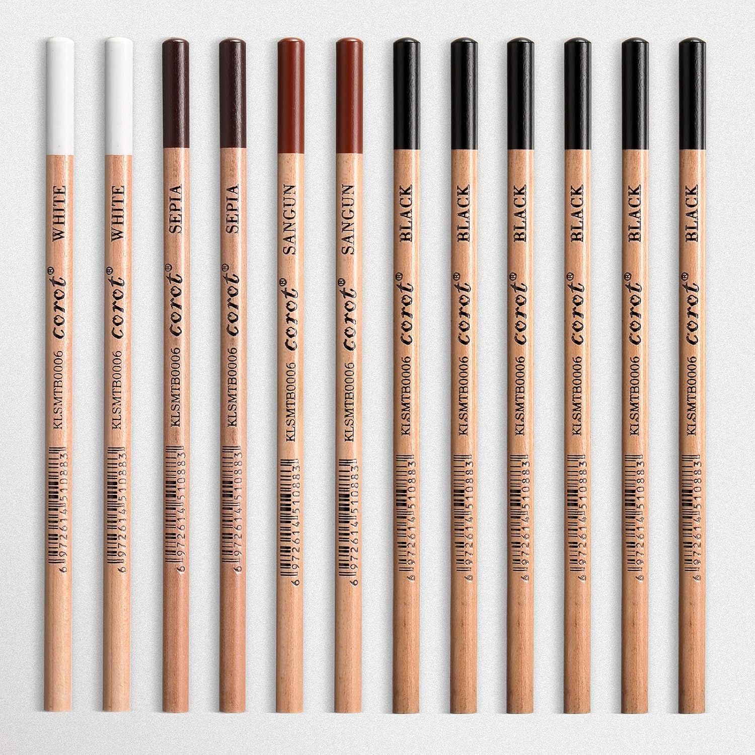 Charcoal Pencils Drawing Set 12 Piece Colour Charcoal Pencils and 12 Piece Blending Stump Erasers Pens for Drawing, Sketching, Shading, Blending, Sketch Highlight White Pencils for Beginners Artists : Arts, Crafts & Sewing