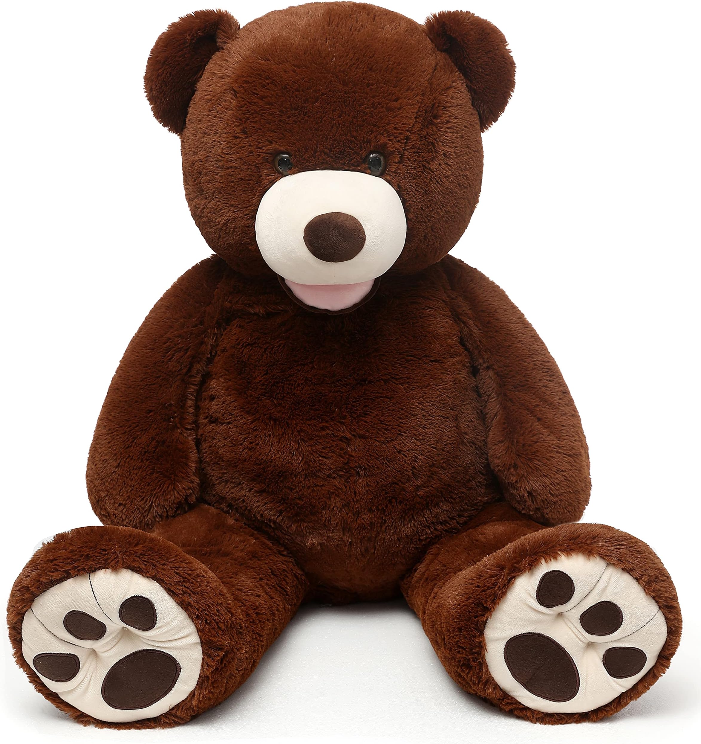 MorisMos Smile Giant Teddy Bear, 51inch Large Stuffed Bears with Big Footprints, Big Stuffed Animals Cuddly Plush Gifts for Girlfriends, Boyfriend, Dark Brown