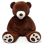 MorisMos Smile Giant Teddy Bear, 51inch Large Stuffed Bears with Big Footprints, Big Stuffed Animals Cuddly Plush Gifts for Girlfriends, Boyfriend, Dark Brown