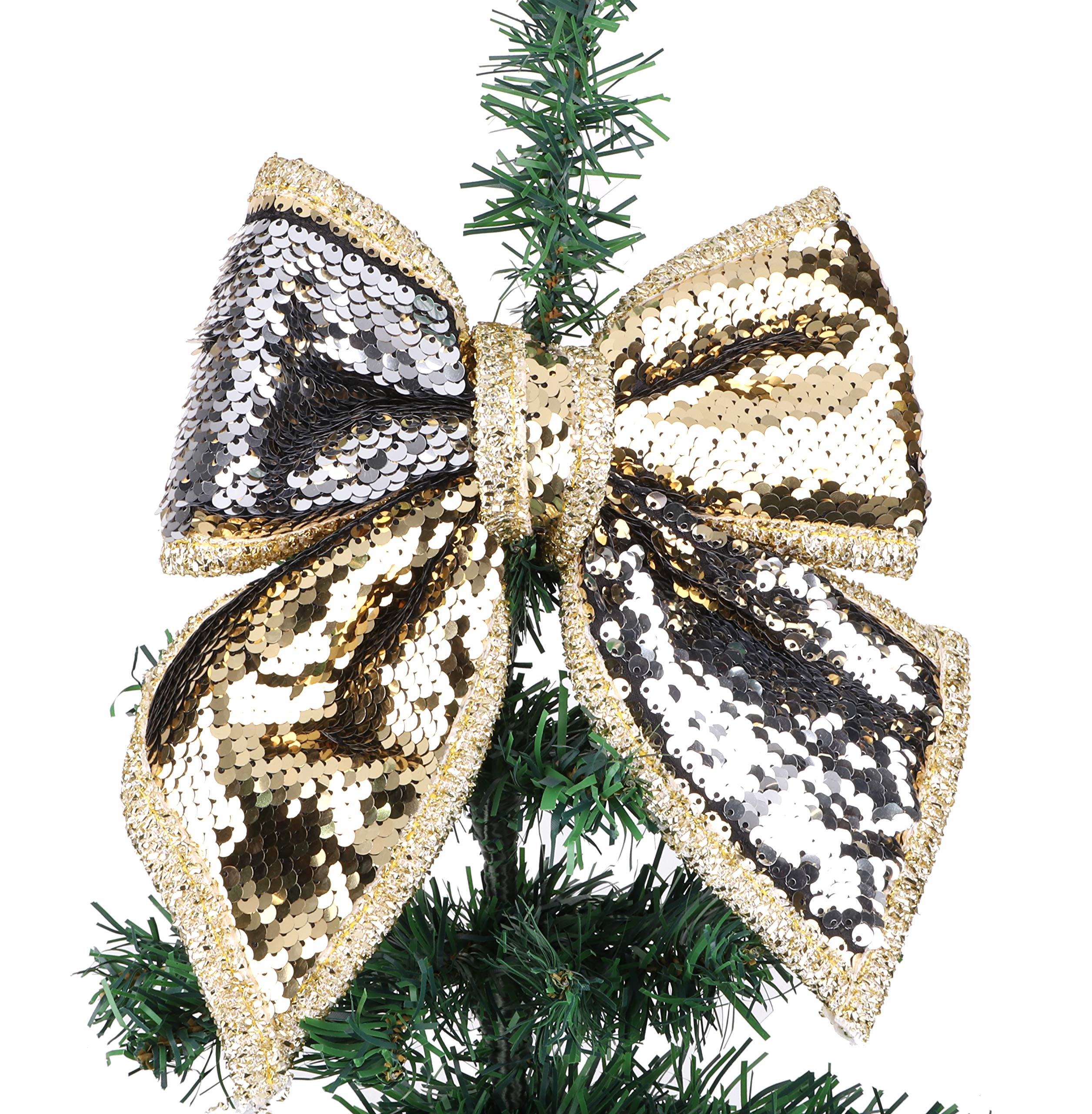 Arco de Lentejuelas Reversible de Lujo Lazo de Navidad Elegante 21cm