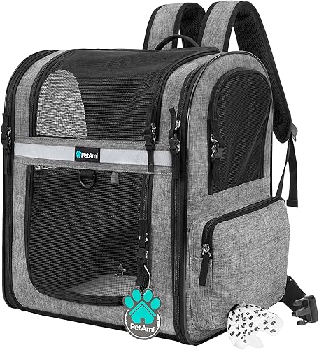 Miniatura 1 de PetAmi Mochila transportadora para perros para gatos pequeños y grandes, mascotas, cachorros, mochila de senderismo ventilada para mascotas, bolsa