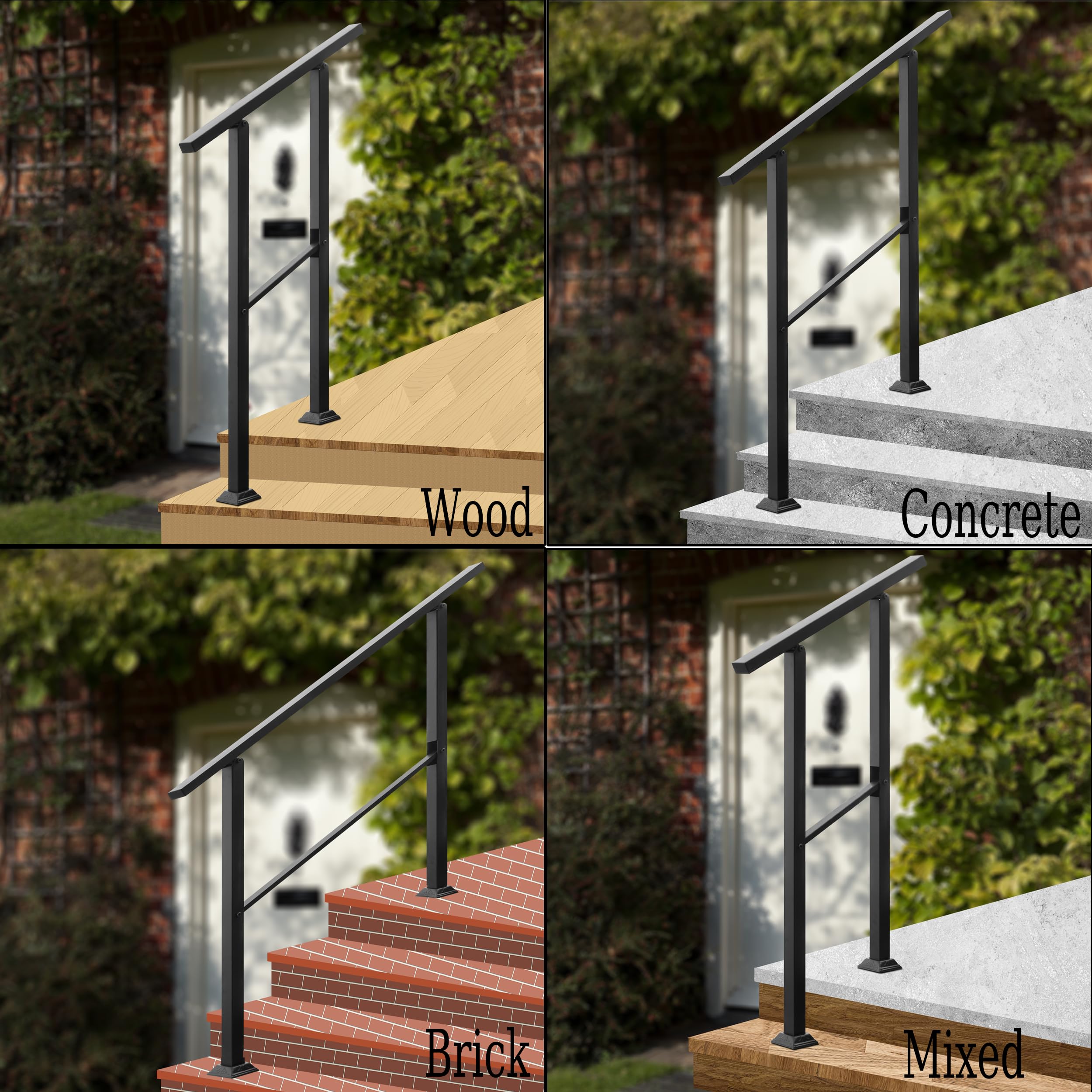 Snapklik.com : Auxdee Handrails For Outdoor Steps, 1 To 2 Step Heavy ...