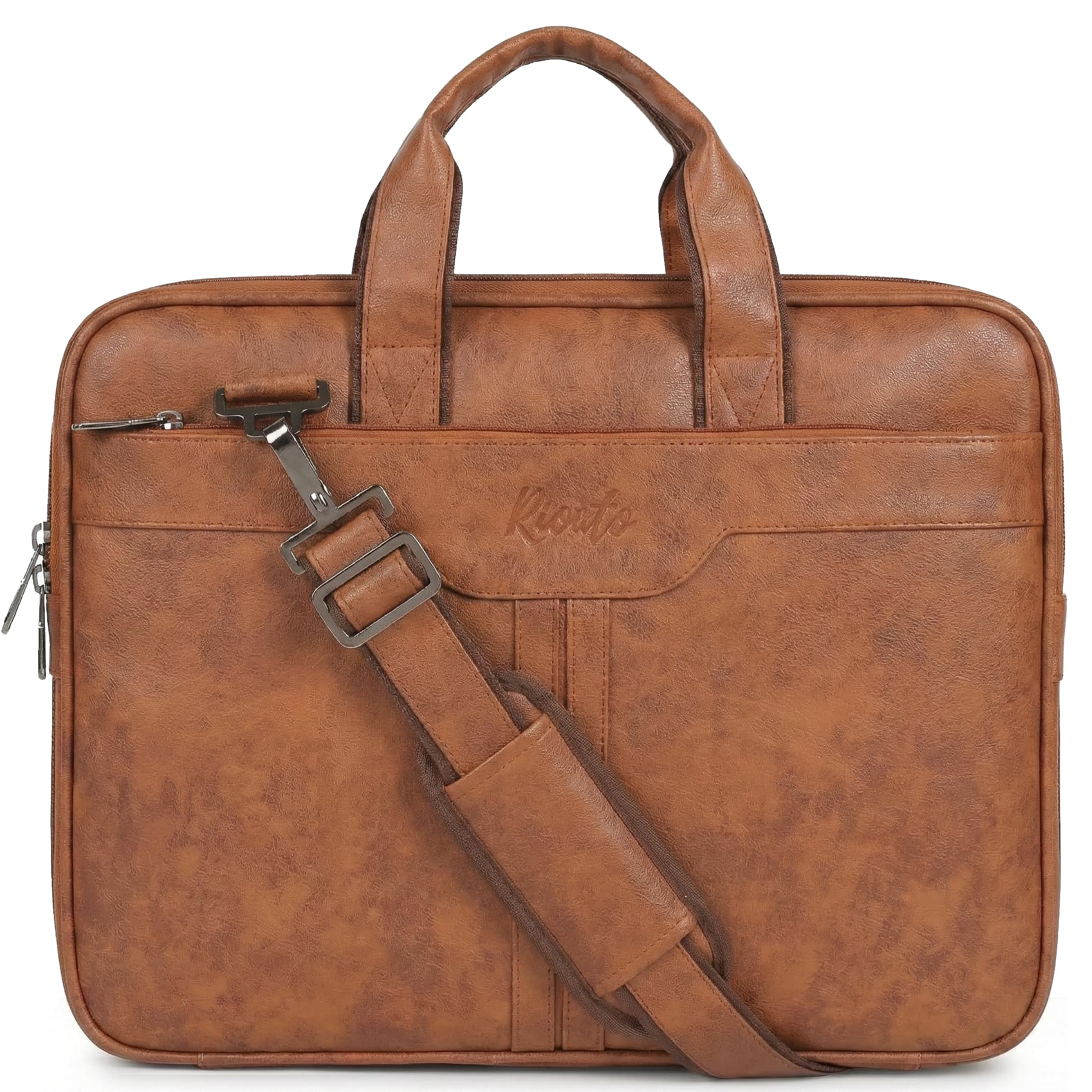 RIONTO Elite Vegan Leather Laptop Bags for Men Office Use | Upto 15.6 inch | Expandable Bottom | Mobile & Pen Compartment with Multiple Organizers | Professional Office Bag for Man & Women - Tan — Amazon image 11