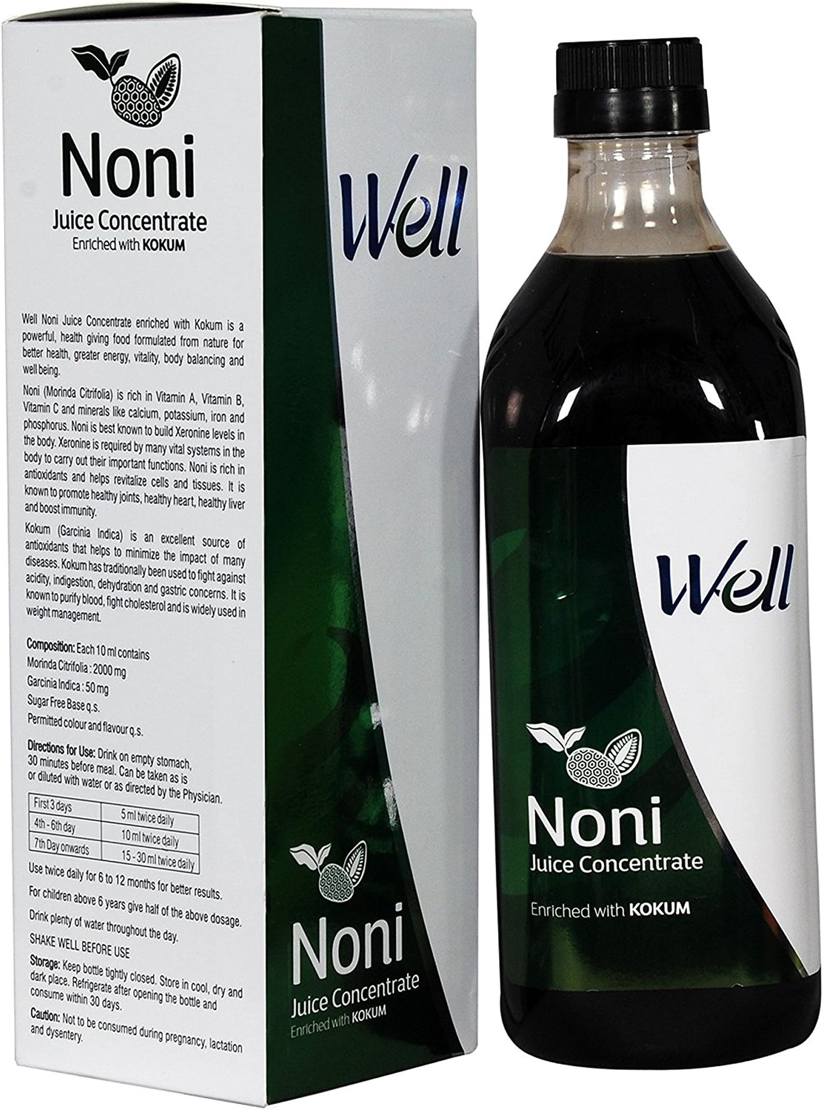 Well Noni Juice With Enriched Kokum Fruit (Sugar Free)-2000Ml Pack Of 2