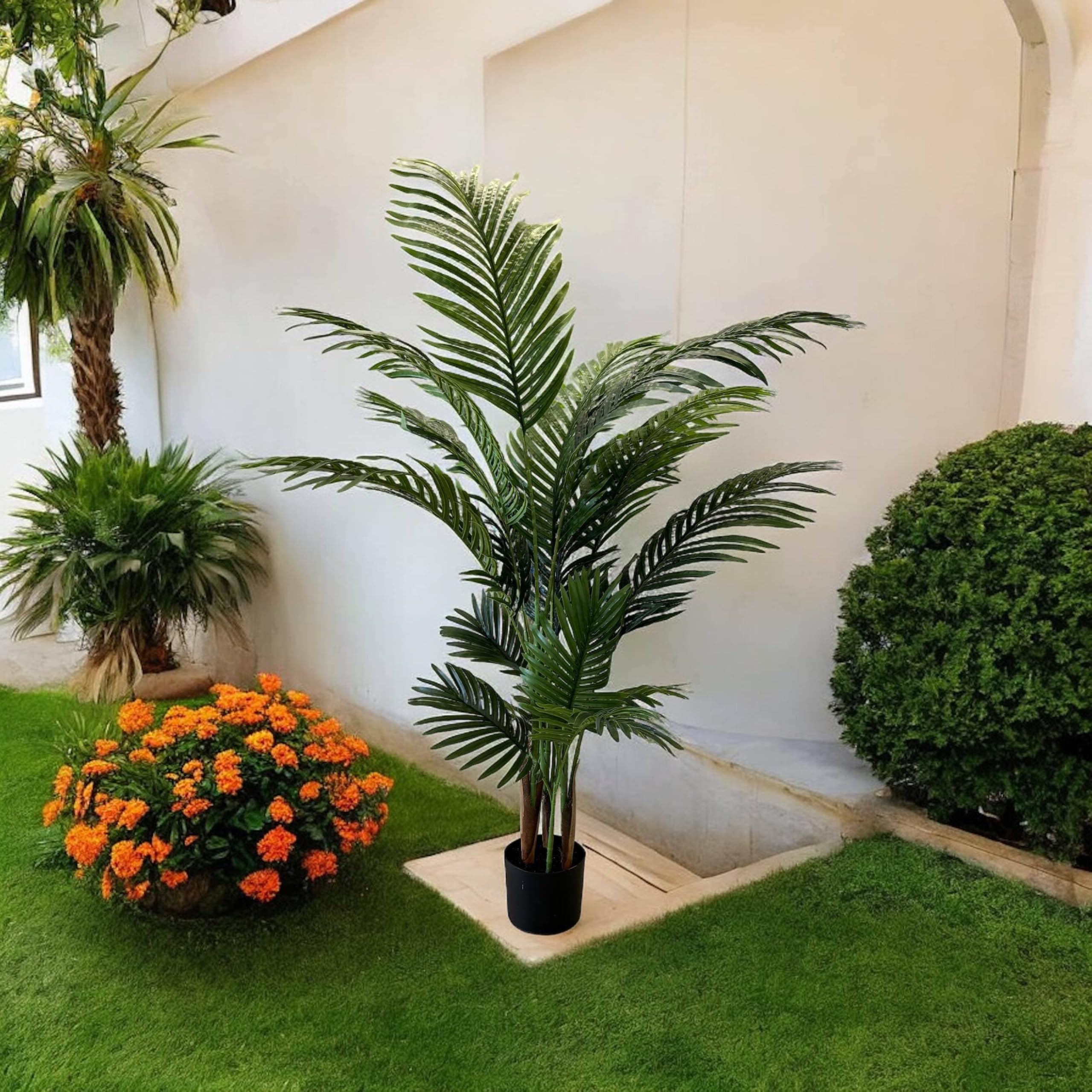 Pianta Artificiale per Interno o Esterno, Pianta Kenzia Areca Artificiale Decorativa, Pianta Finta Soggiorno Camera Cucina Salotto Ufficio (145 cm)