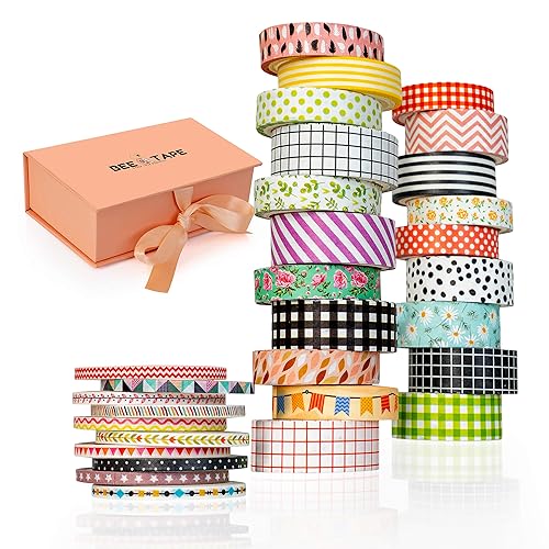 Miniatura 1 de Washi - Juego de cinta de regalo 30 rollos de 3 tamaños de 0591in 0394in y 0394in artes y manualidades cinta decorativa para manualidades de
