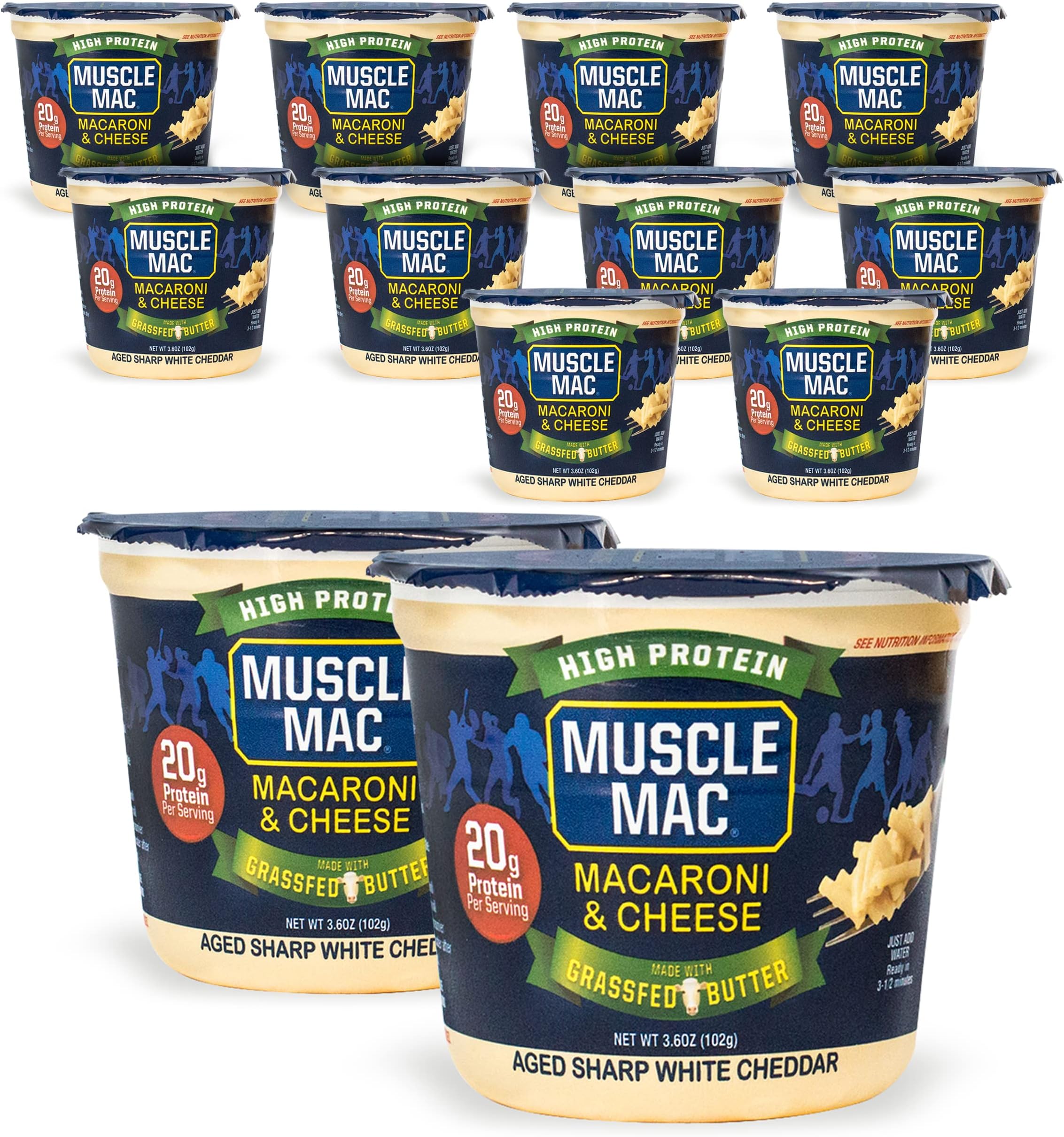 Macaroni & Cheese Microwave Cup, Aged Sharp White Cheddar, 3.6 Ounce (Pack of 12)