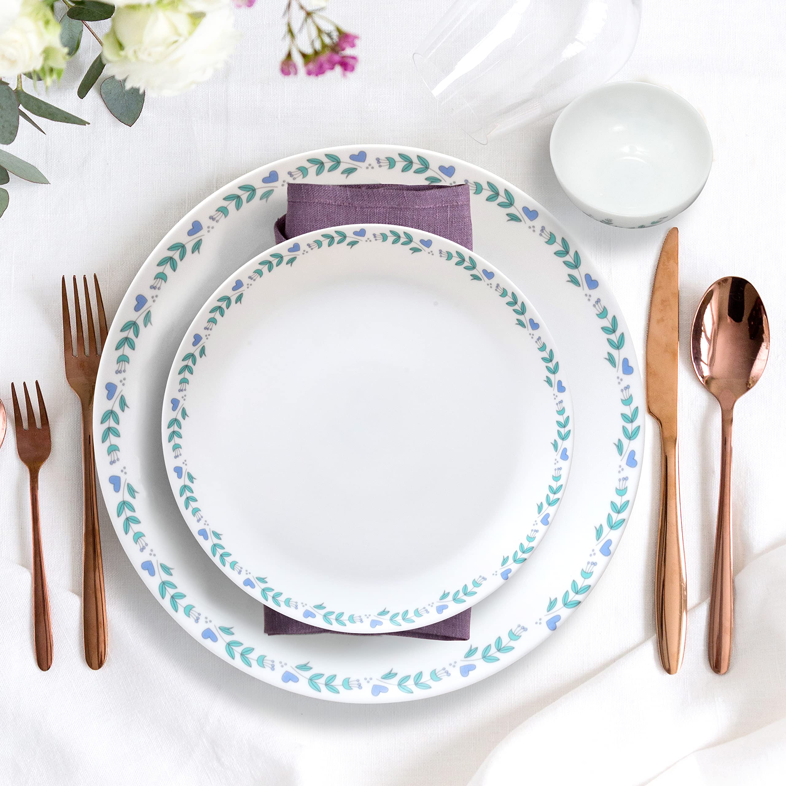 @Home by Nilkamal Arias Moon Morning Glory Dinner Set - 33 Pieces Microwave and Dishwasher Safe, Scratch Resistant, Stain and Fade Proof Dinner Set (B09K55SYJN) Amazon Price History, Amazon Price Tracker