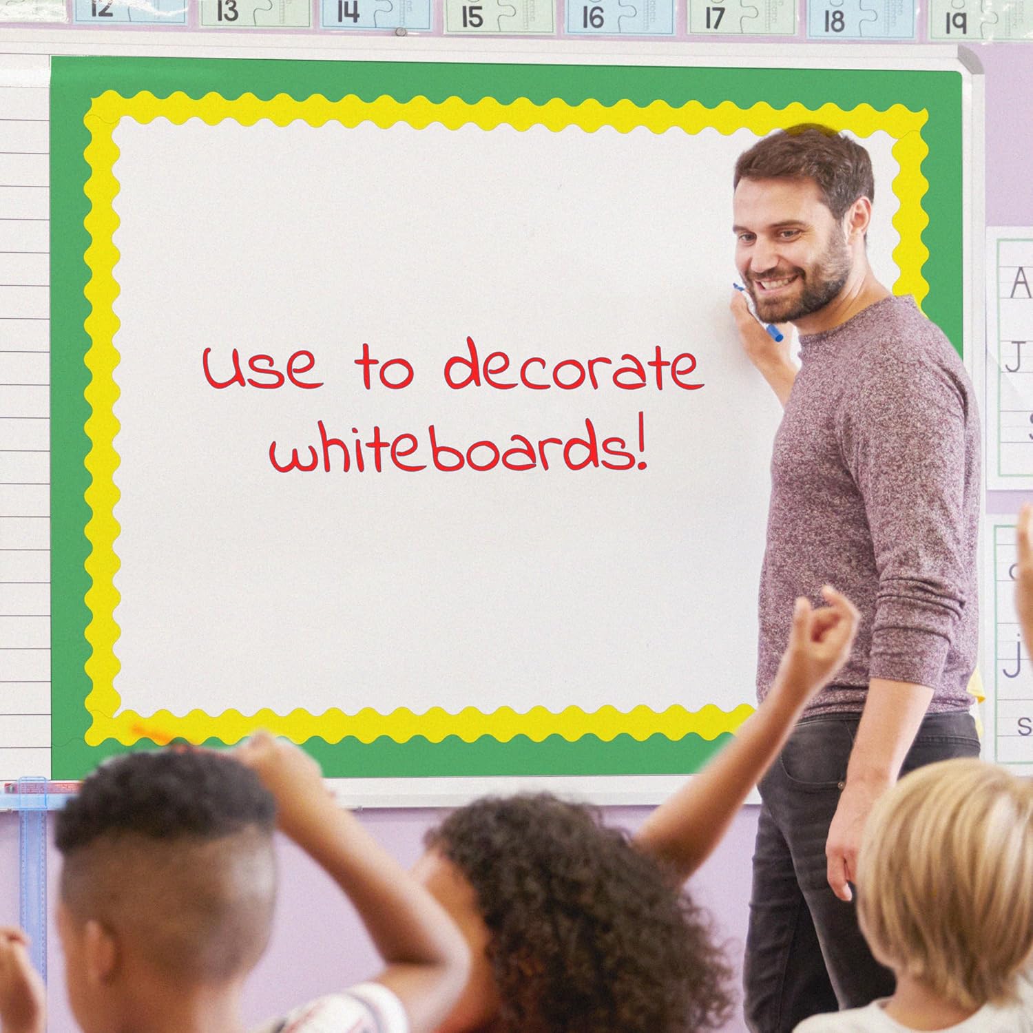 Carson Dellosa Colorful Bulletin Board Borders - 216ft Primary Blue, Yellow, Red, Green, Black, White Elementary Classroom Décor, Teacher Supply, School, Cork or Whiteboard, Wall Decoration 6 Pack