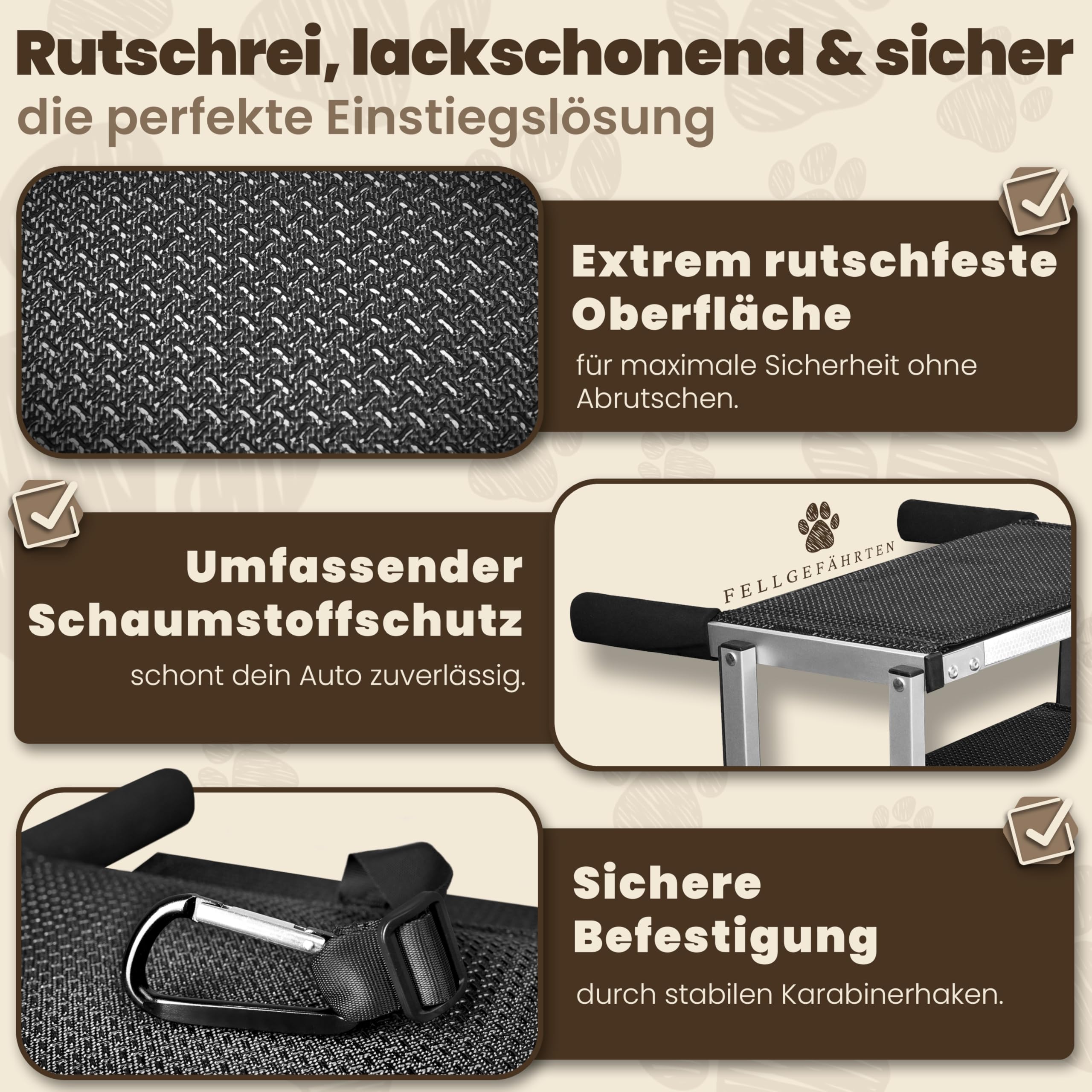 Hundetreppe Auto klappbar & Hunderampe – stabile, rutschfeste Einstiegshilfe für große Hunde mit Reflektoren, in 2 Größen erhältlich