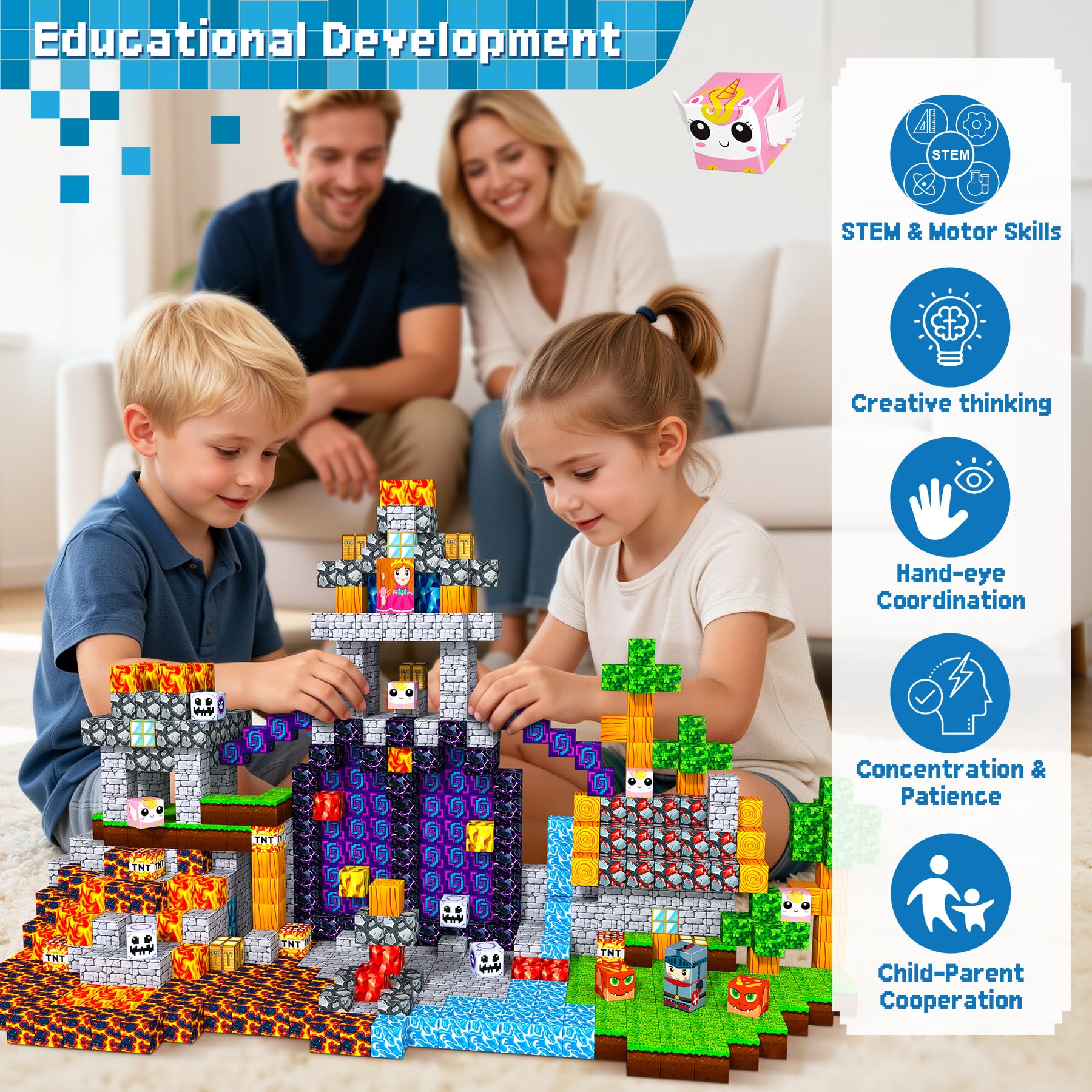 Magnetic Building Blocks, 150 Pieces Magnetic Building Blocks from 4 Years, Magnetic Toy Magnets Children, Magnetic Blocks for Children from 3 4 5 6 7 8 9 Years Construction