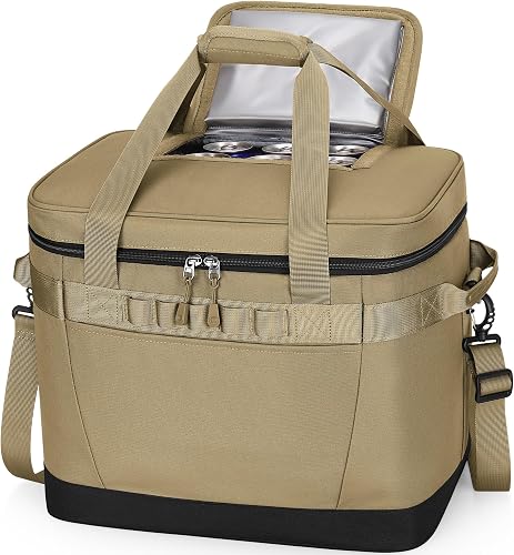 Insulated Cooler Bag, Leakproof Waterproof Cool Box with Hard Lid & Removable Shoulder Strap, Portable Thermal Cooler for Picnic, Camping, Beach & Travel, Keeps Food Cold/Warm