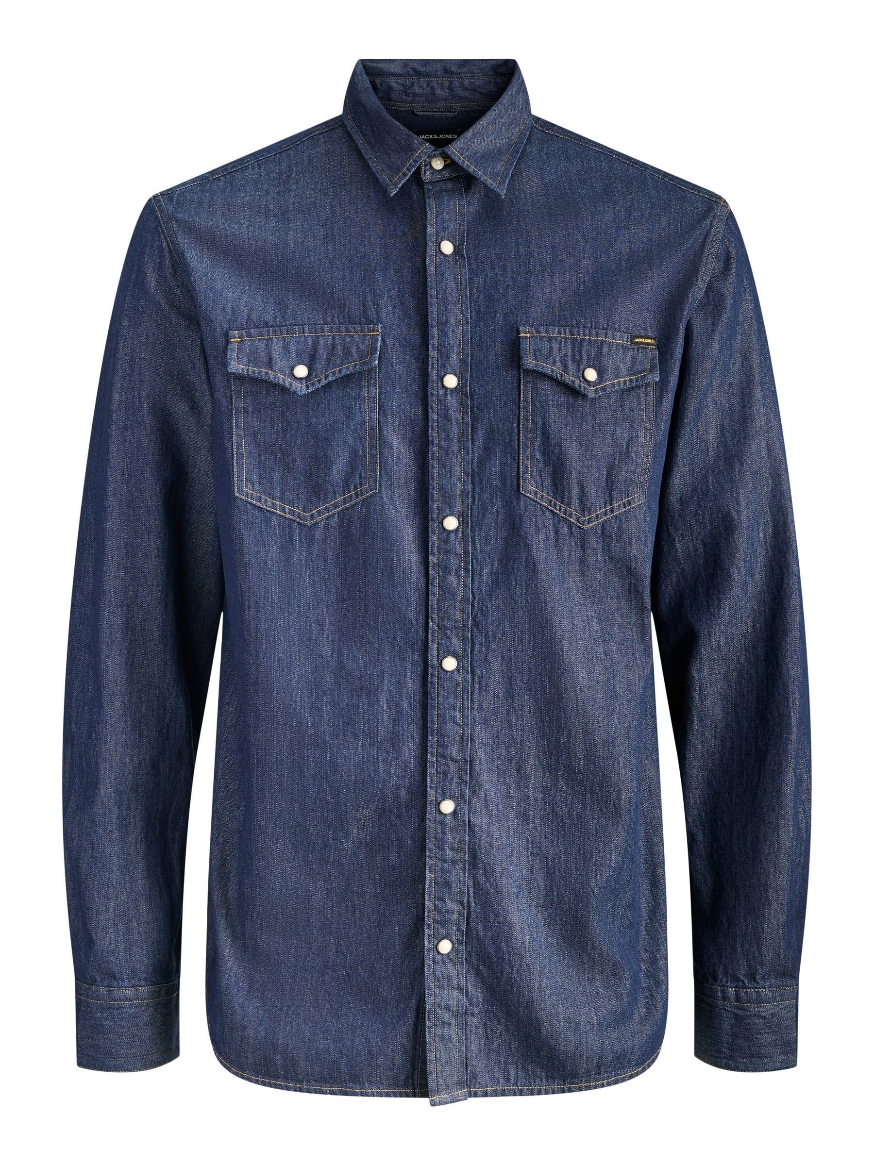JACK & JONES Jjesheridan Shirt L/S Noos, Dark Denim, L