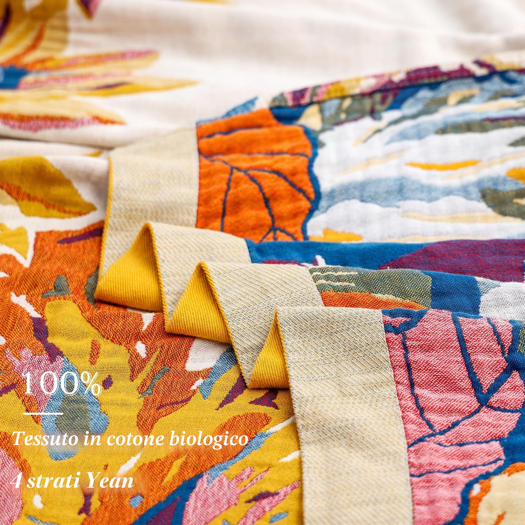 VANJOROY Coperta per Divano Grande in Musola 100% Cotone, Morbida e Amica della Pelle, Copriletto di Lusso Bohemian per Divani a 2 o 3 Posti, Poltrone, Divani e Copriletto. 150 x 200 cm - Beigebianco