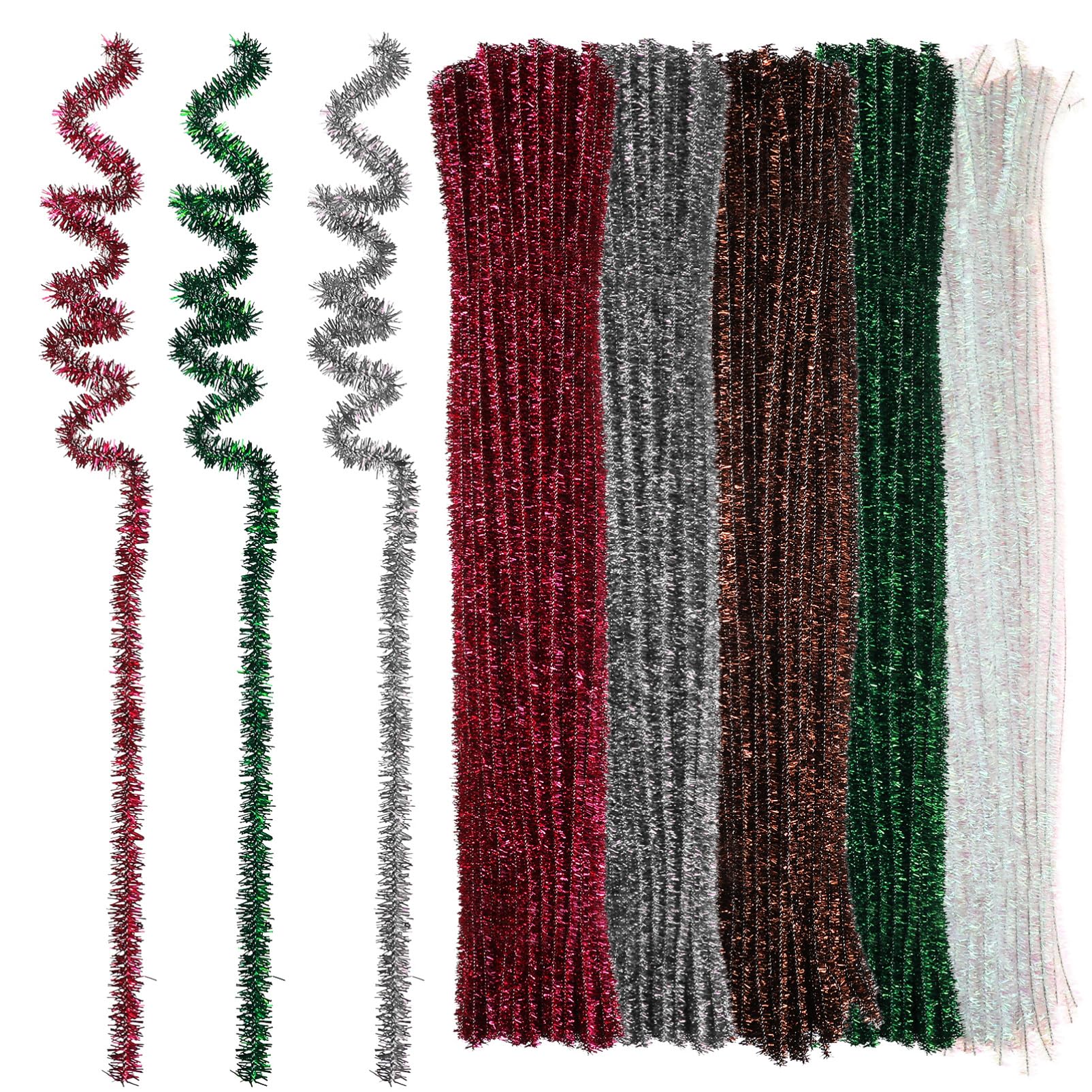 VILLCASE Flexible Bendable Fuzzy Wires 500pcs Glitter Pipe Cleaners Twisting Sticks for Craft Decorations and DIY Kits