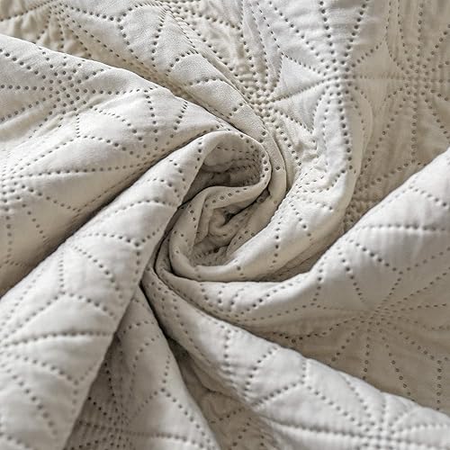 Miniatura 7 de KASENTEX Juego de colcha acolchada, ropa de cama de microfibra de lujo suave y cálida prelavada, colcha de colores sólidos, diseño contemporáneo de