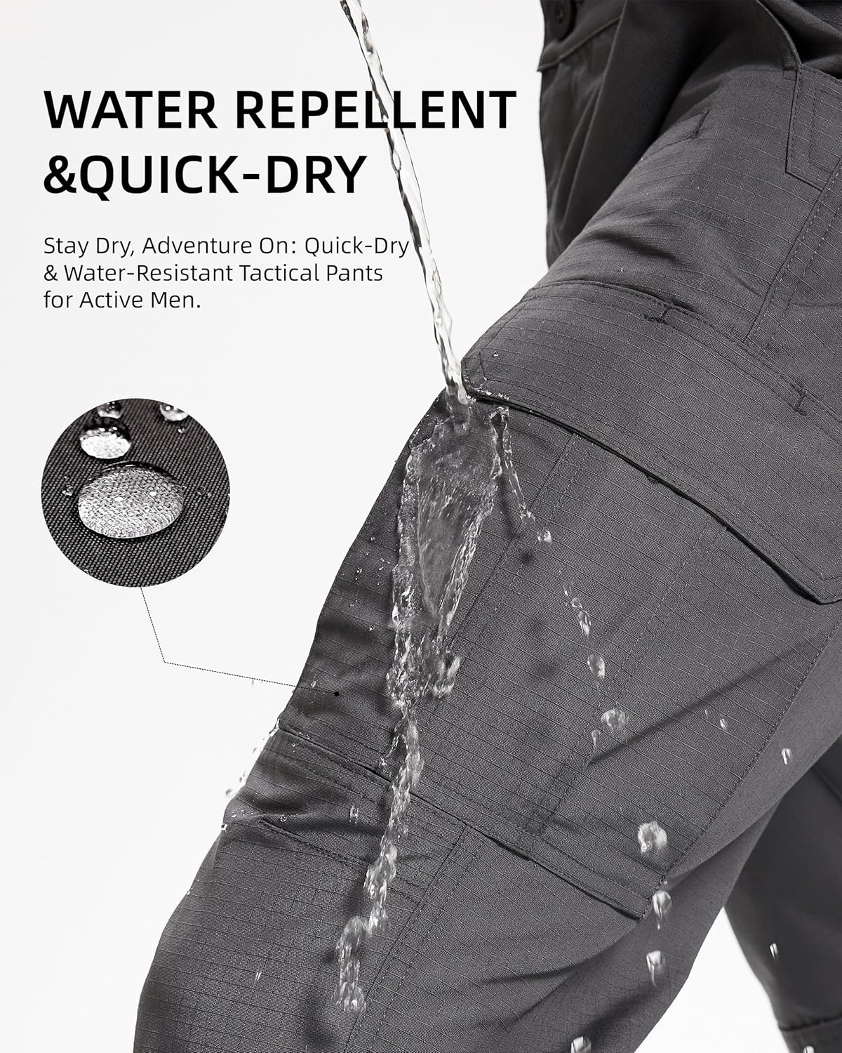 Tactical Work Cargo Hiking Mens Pants-Ripstop Breathable Lightweight Water Resistant-EDC with 8 Pocket - Image 6