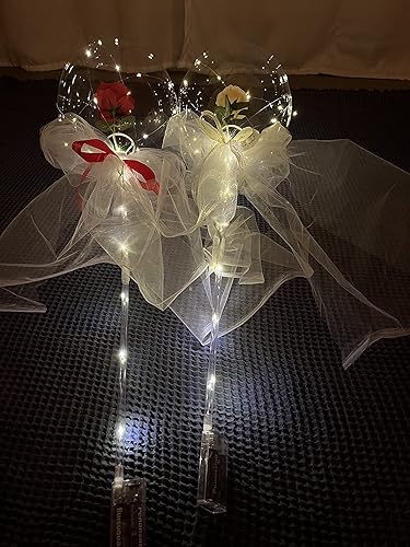 Paquete de 2 globos LED luminosos de rosas ramos de bricolaje para el día de San Valentín día de la madre boda aniversario fiesta de cumpleaños