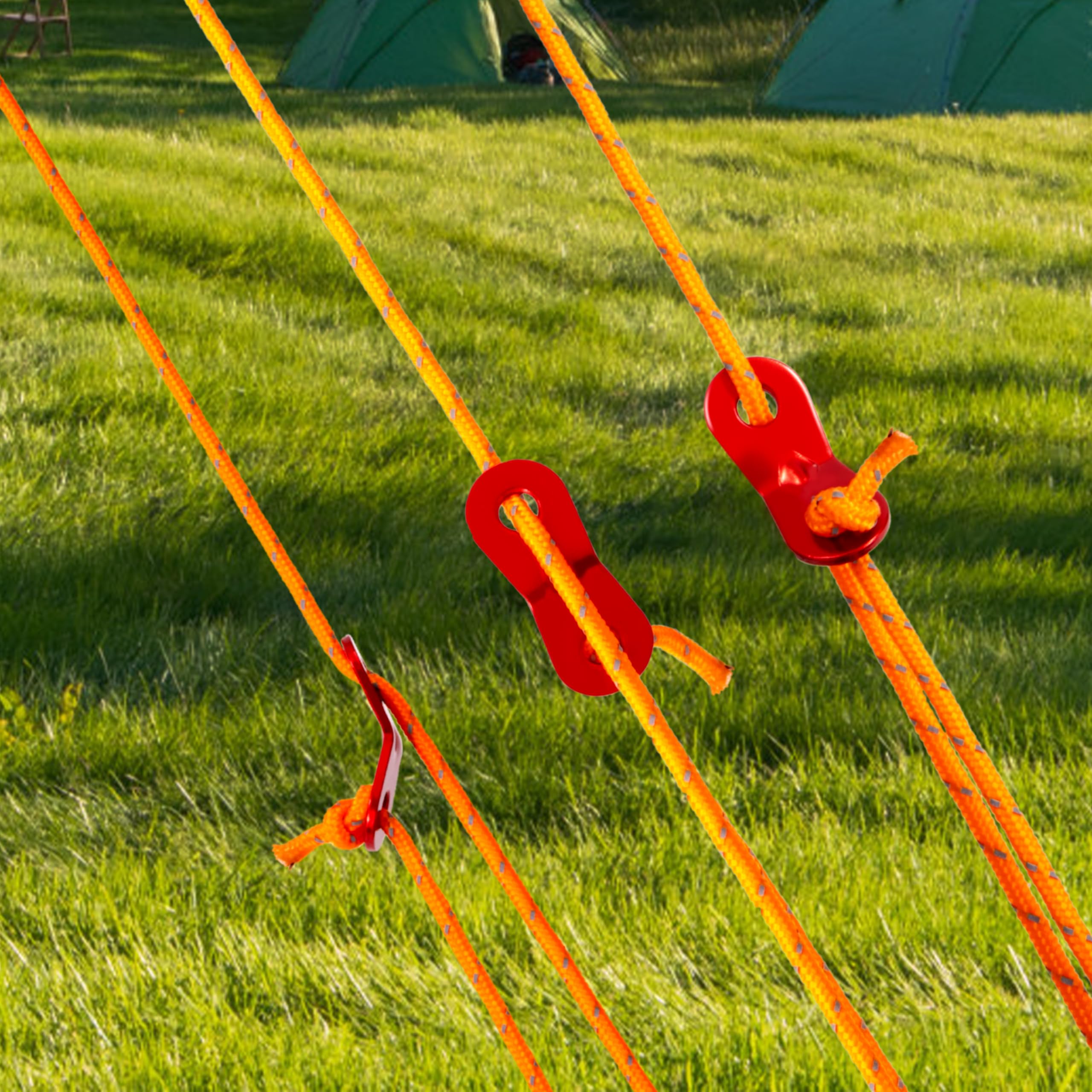 Corda Riflettente Per Tende Da Campeggio 4mm X 4m - Paracord Con Tenditore In Alluminio