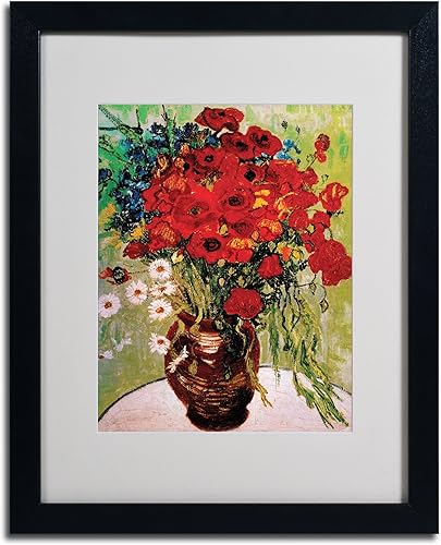 Trademark Fine Art Vincent Van Gogh - Lienzo decorativo enmarcado con diseño de margaritas y amapolas, 16 x 20 pulgadas, color negro